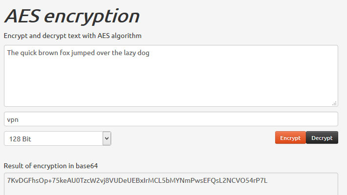 AES encryption example